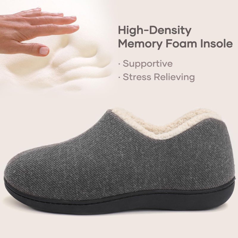 ULTRAIDEAS Women's Indoor Loafer House Slippers with Memory Foam, Ladies Warm Closed Back House Shoes with Non-Slip Outdoor Rubber Soleï¼ˆGreyï¼Œsize 9ï¼‰ - Image 3